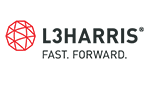 L3HARRIS TECHNOLOGIES LOGO VERTICALLY STACKED WITH RED NEXUS MARK ABOVE BOLD L3HARRIS WITH FAST. FORWARD. WORDMARK AT THE BOTTOM.